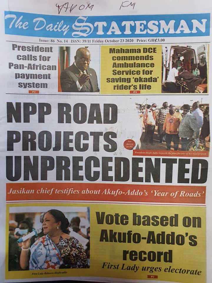 Newspaper headlines of Friday, October 23, 2020 47
