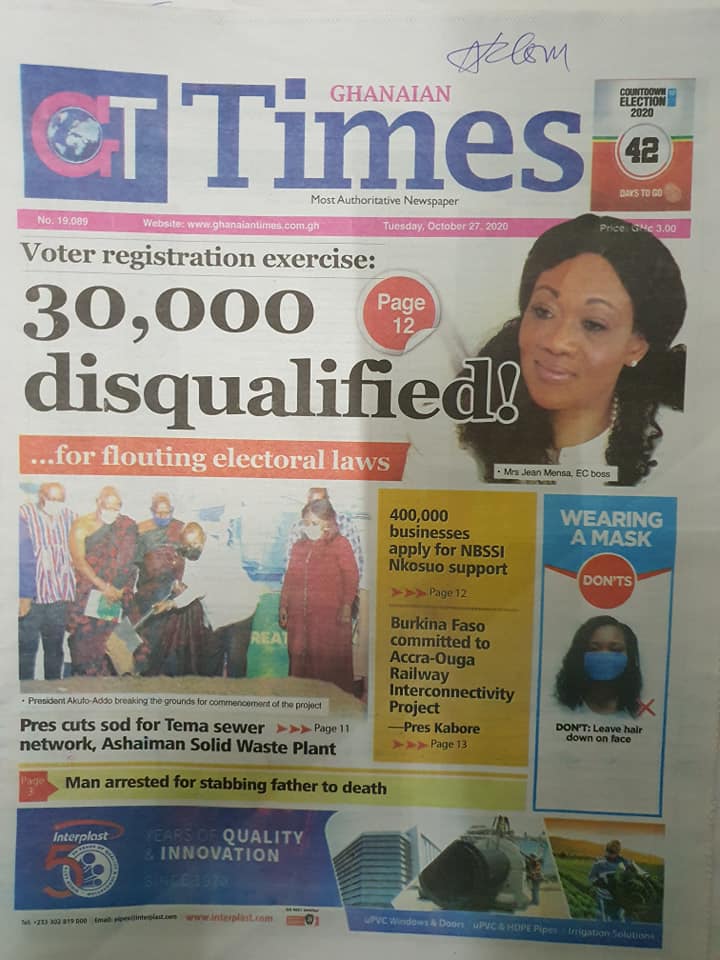 Newspaper headlines of Tuesday, October 27, 2020 60