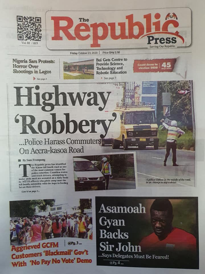 Newspaper headlines of Friday, October 23, 2020 59