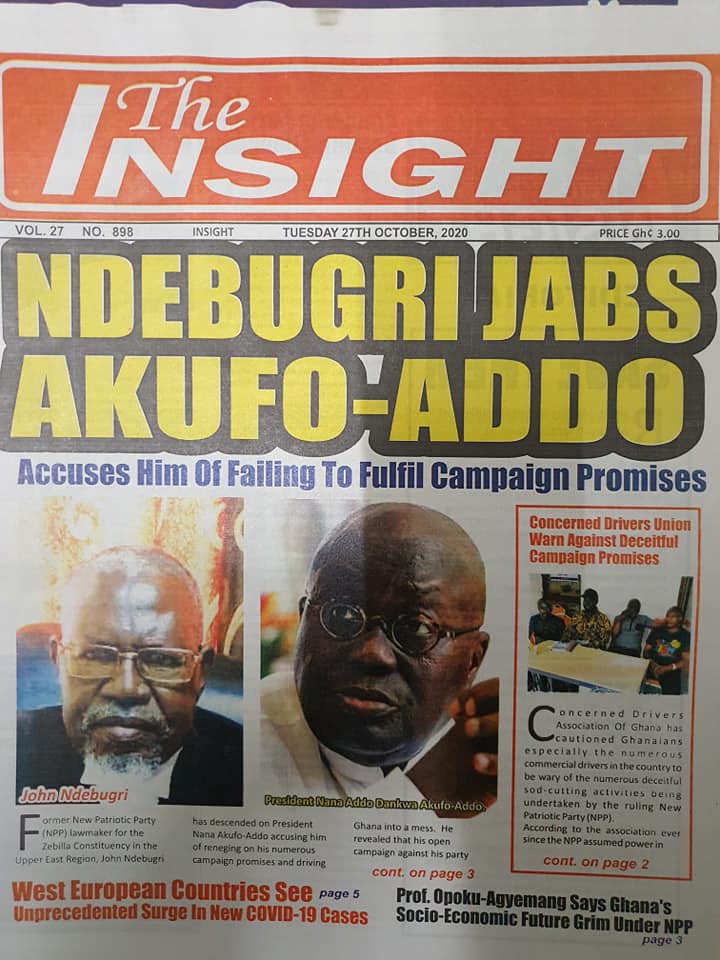 Newspaper headlines of Tuesday, October 27, 2020 58