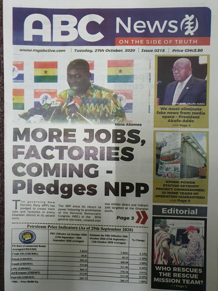 Newspaper headlines of Tuesday, October 27, 2020 59