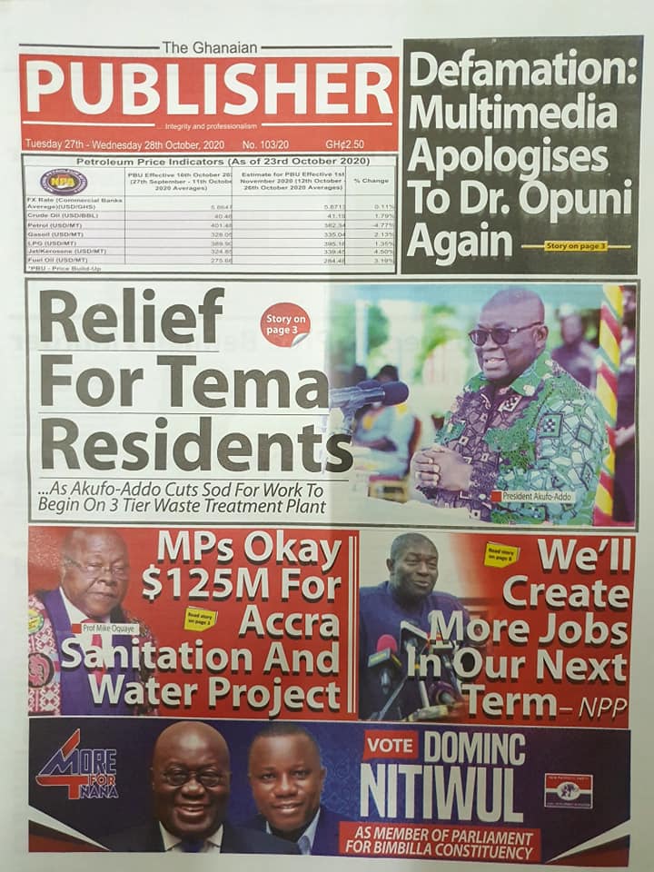 Newspaper headlines of Tuesday, October 27, 2020 44