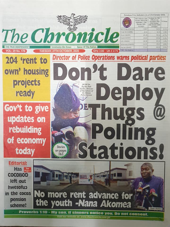 Newspaper headlines of Tuesday, October 27, 2020 45