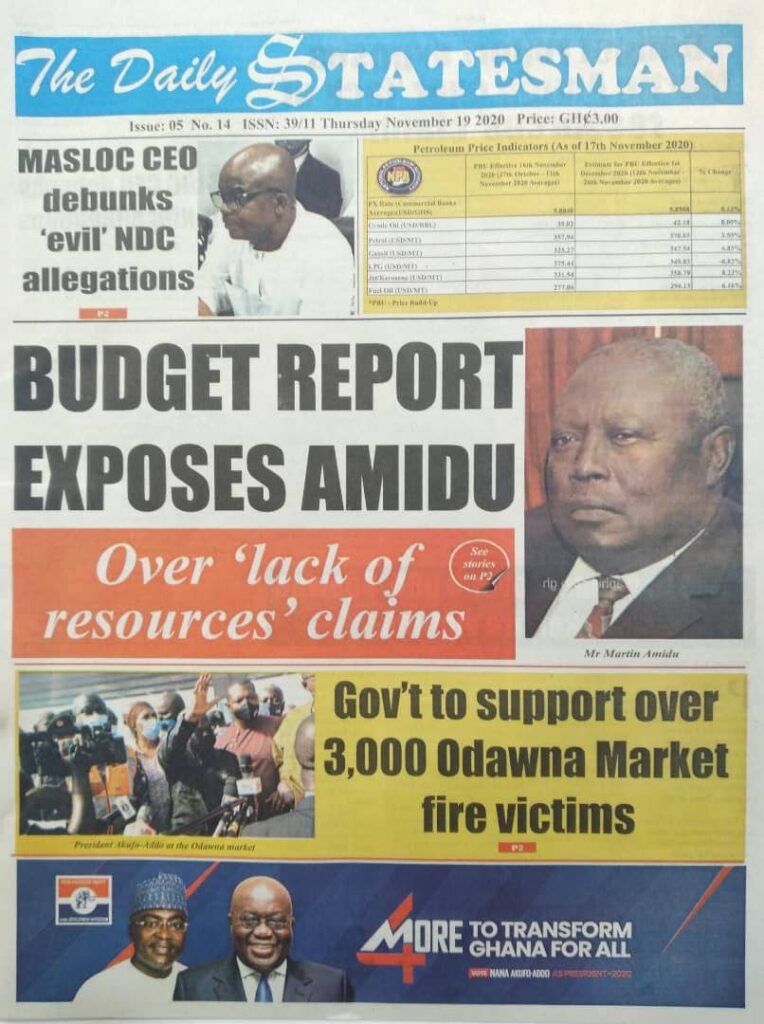 Newspaper headlines of Thursday, November 19, 2020 45