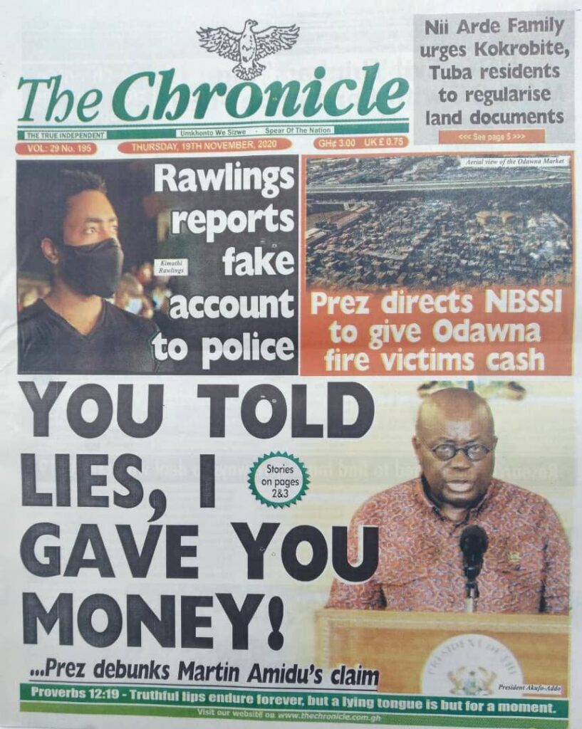 Newspaper headlines of Thursday, November 19, 2020 50
