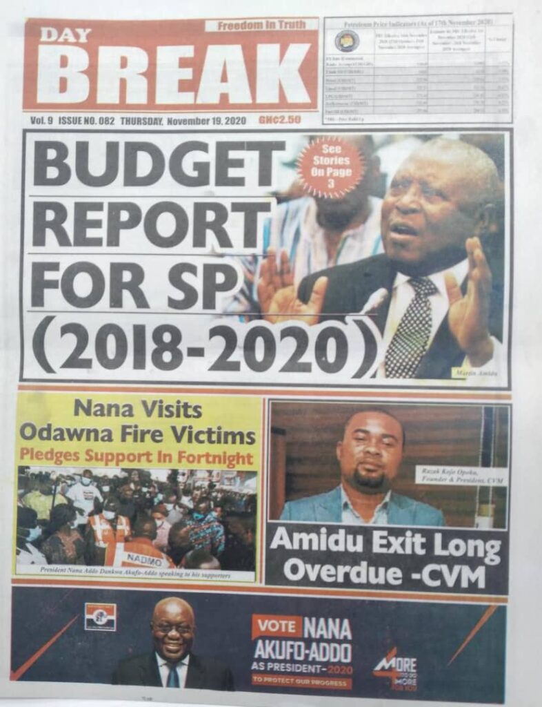 Newspaper headlines of Thursday, November 19, 2020 47