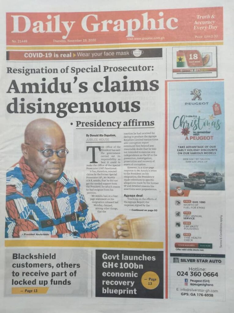 Newspaper headlines of Thursday, November 19, 2020 49