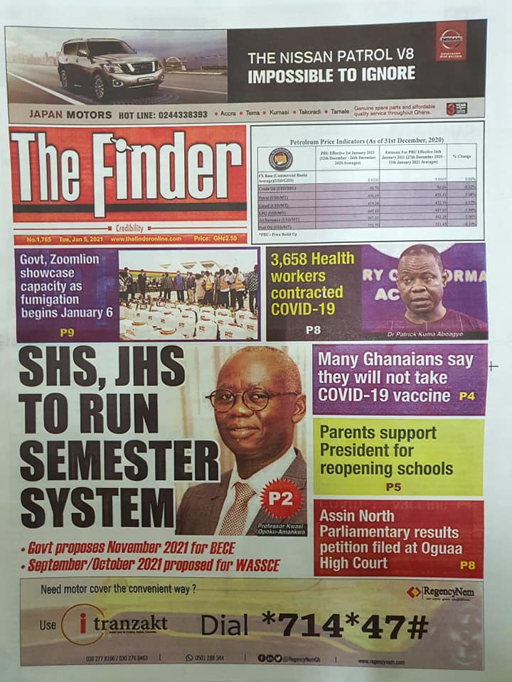 Newspaper Headlines of Tuesday, 5 January 2021 13 Newspaper Headlines of Tuesday, 5 January 2021 12